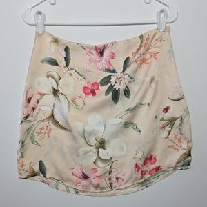 Floral Mini Skirt in Cream and Pink